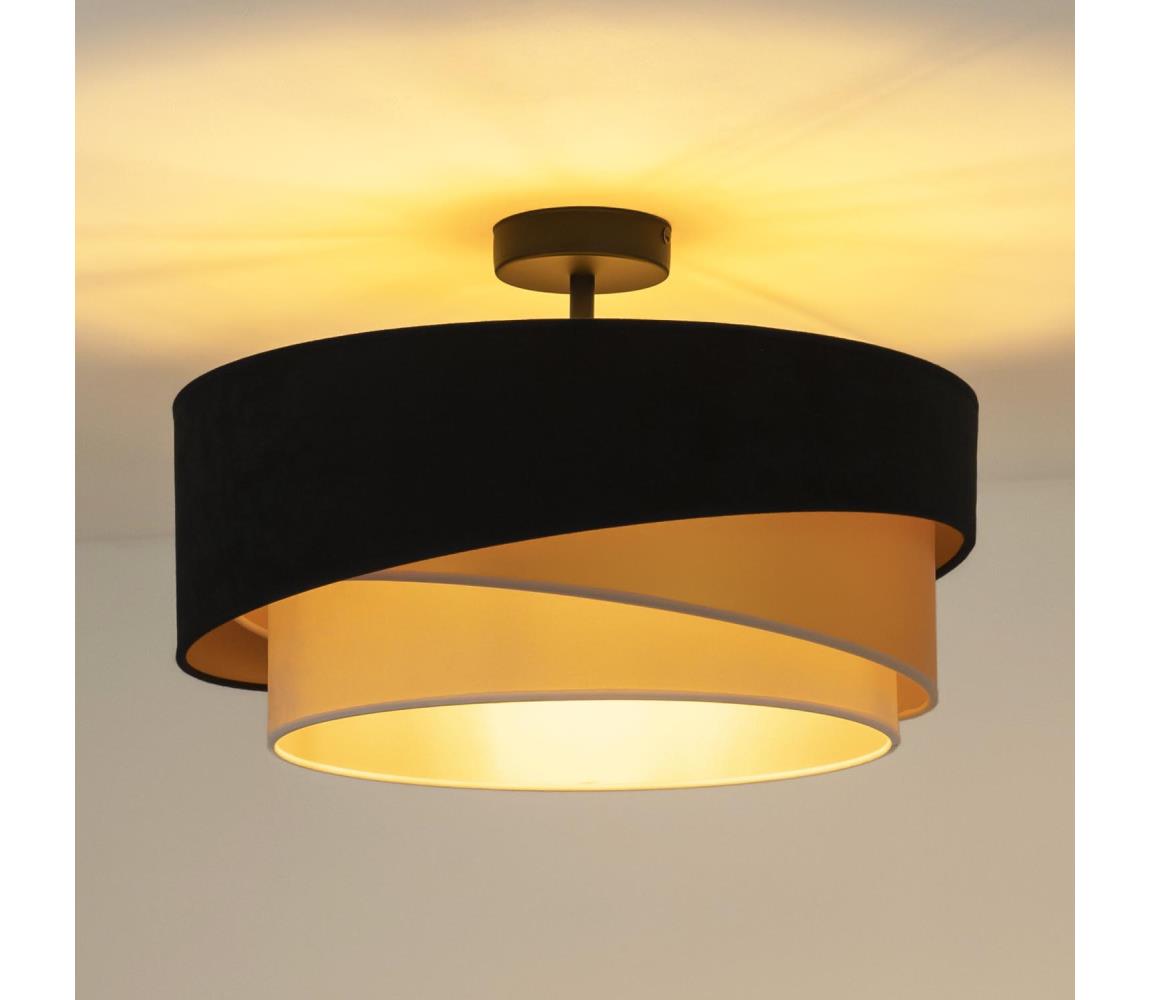 Donoci Prisadený luster KOBO 1xE27/15W/230V pr. 45 cm čierna/zlatá/krémová 606226