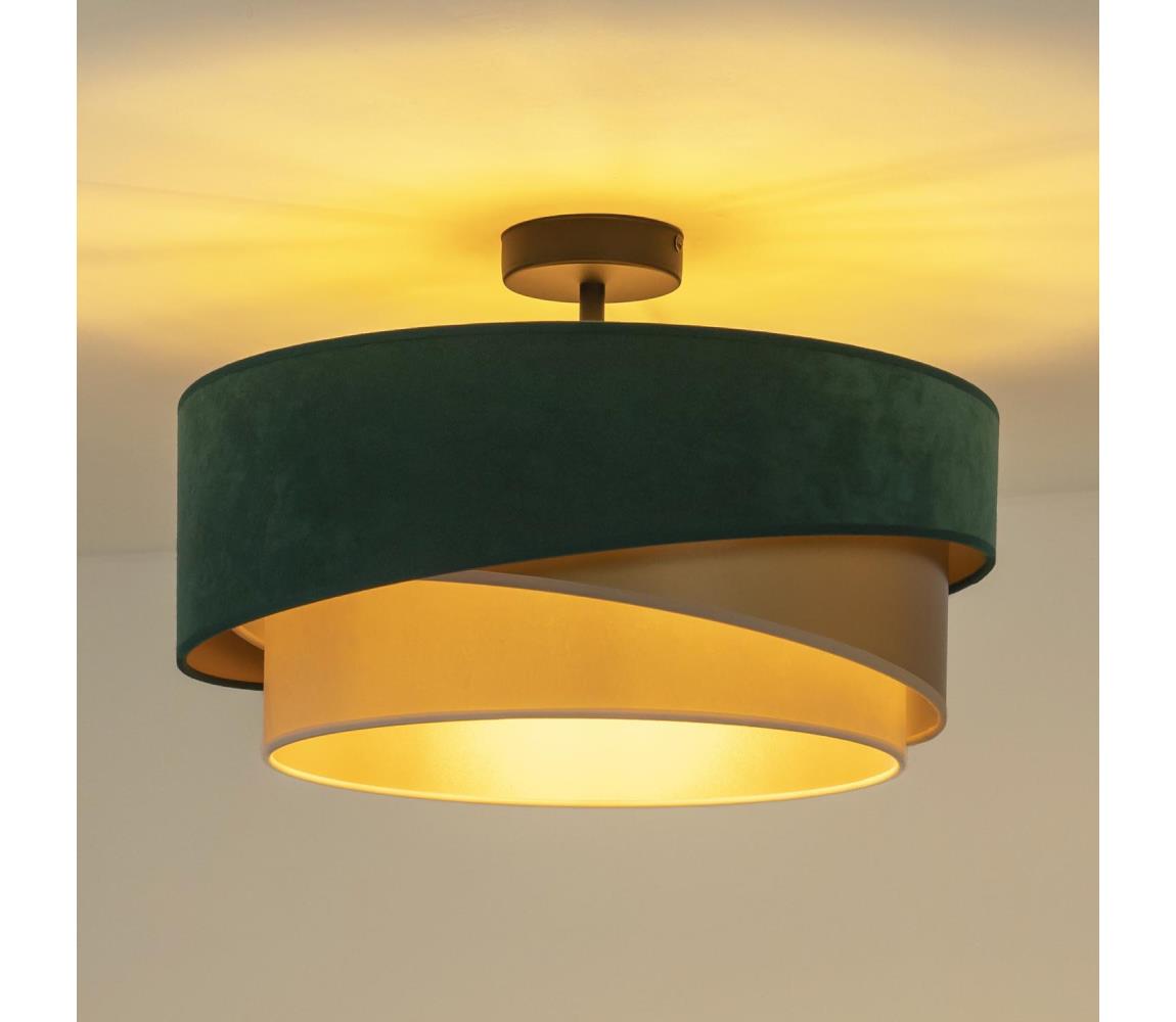 Donoci Prisadený luster KOBO 1xE27/15W/230V pr. 45 cm zelená/zlatá/krémová 606219
