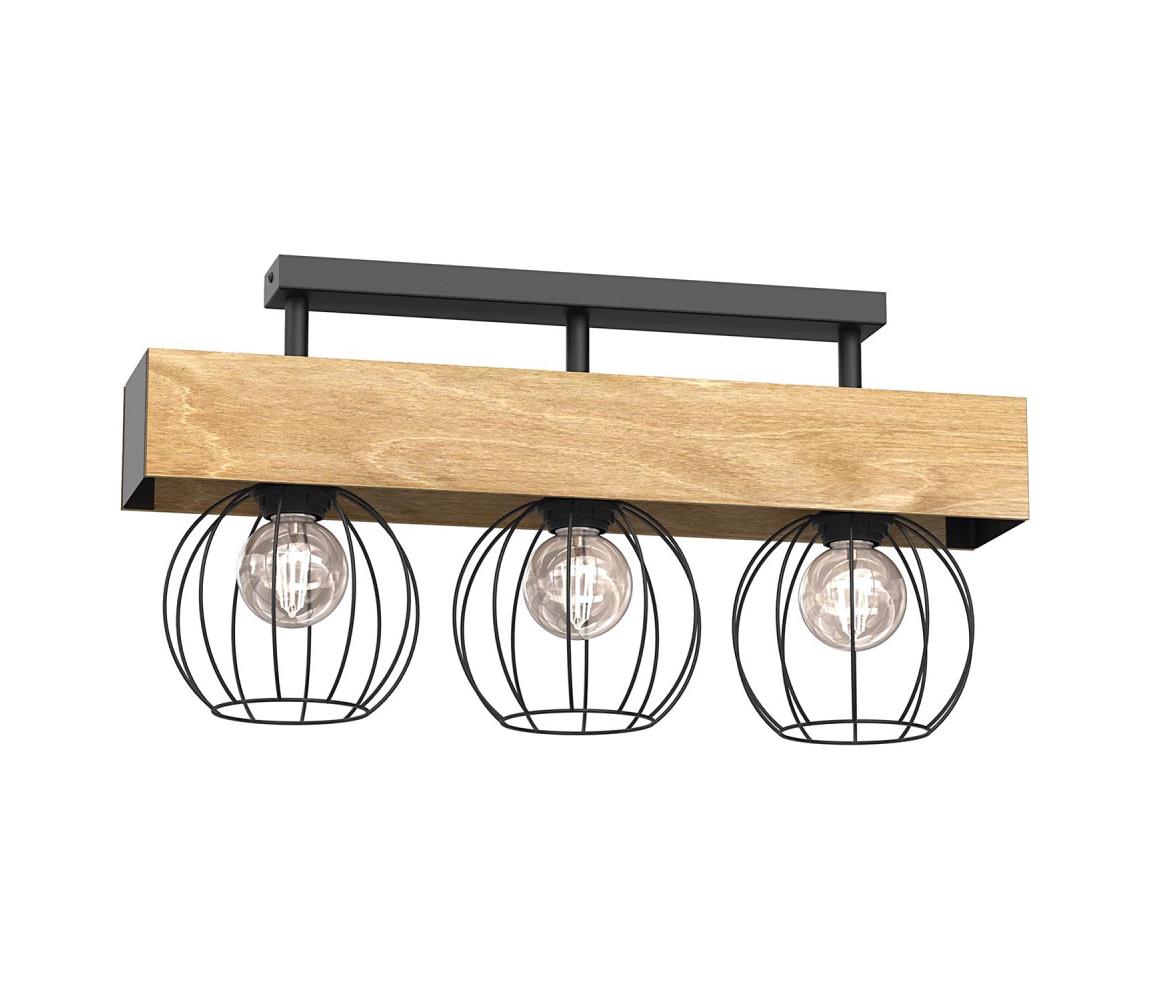 Donoci Prisadený luster MENTON 3xE27/15W/230V čierna/hnedá/dub 1638