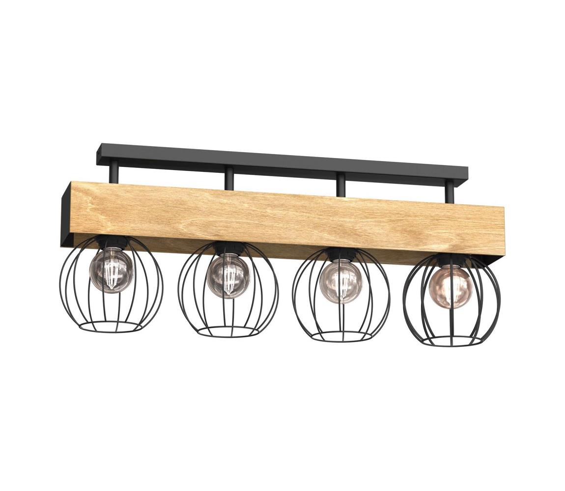 Donoci Prisadený luster MENTON 4xE27/15W/230V čierna/hnedá/dub 1639