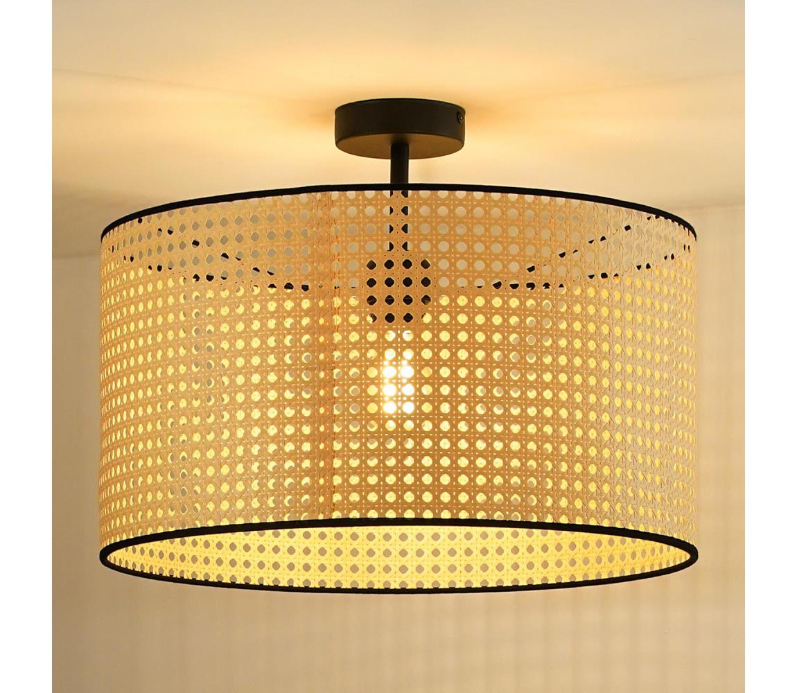 Donoci Prisadený luster ROLLER RATTAN 1xE27/15W/230V pr. 45 cm béžová/čierna 604697