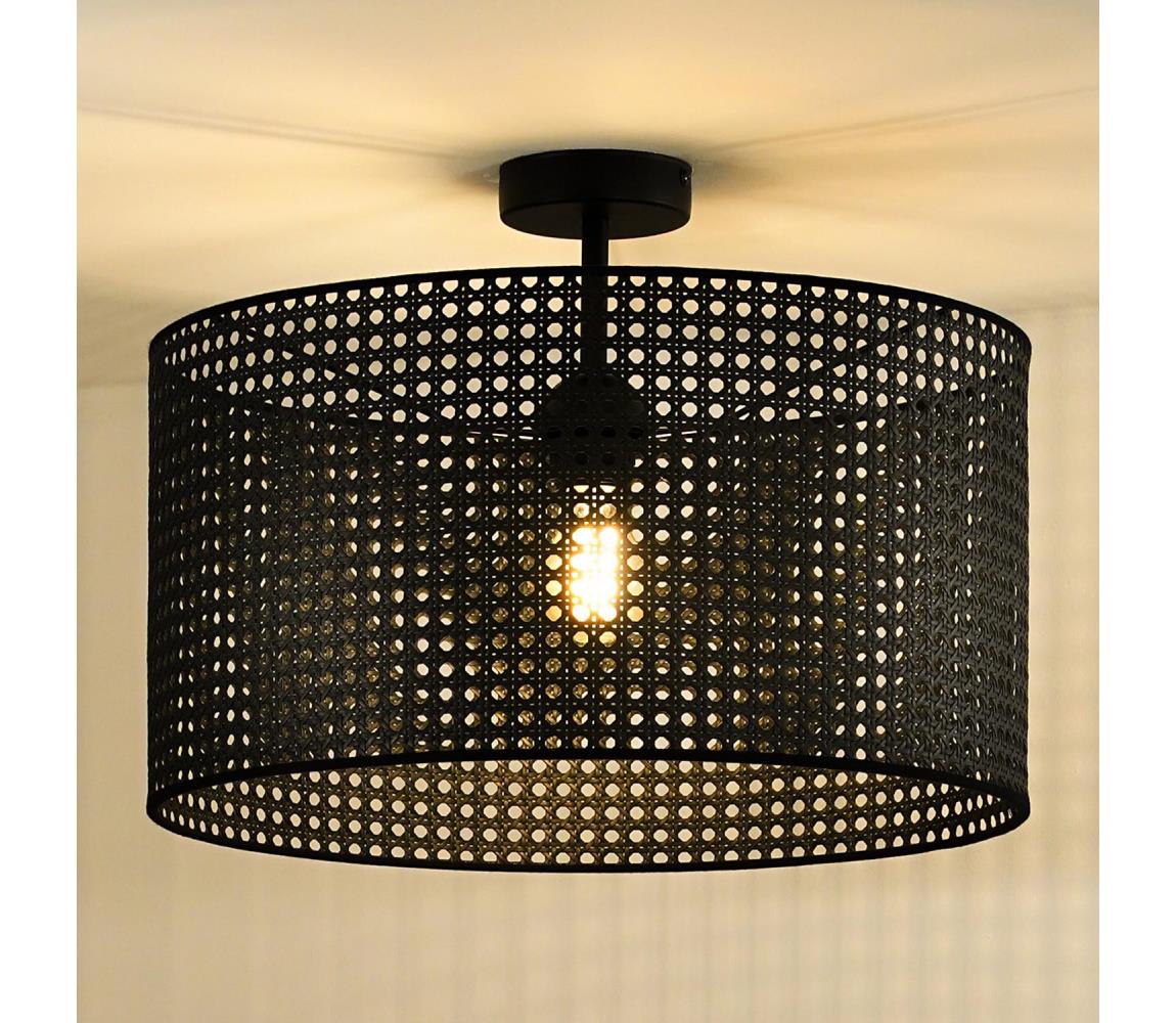 Donoci Prisadený luster ROLLER RATTAN 1xE27/15W/230V pr. 45 cm čierna 604673