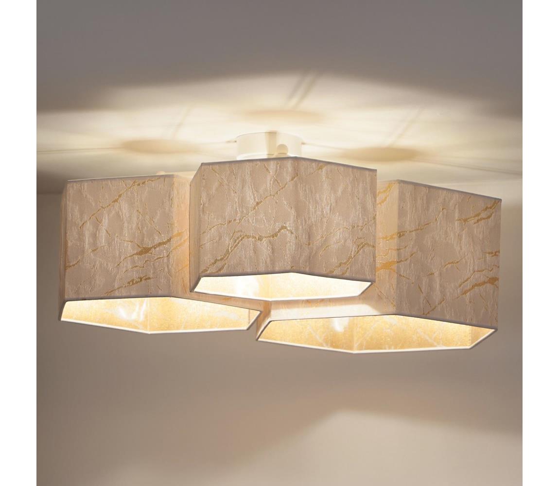 Donoci Prisadený luster ROLLER TRIO HEX 3xE27/15W/230V biela/zlatá 604154