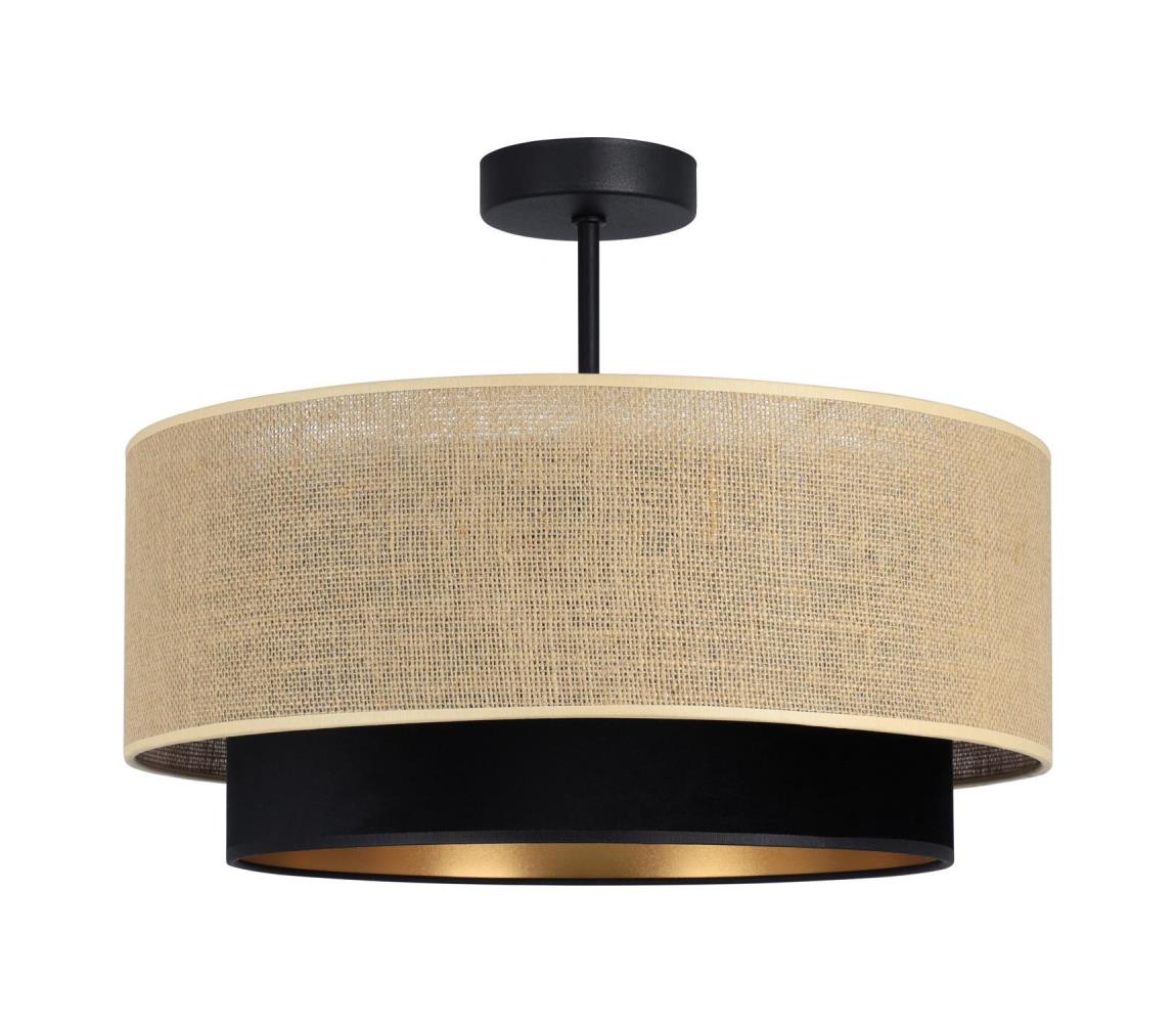 Donoci Prisadený luster SARTA 1xE27/60W/230V čierny/juta H0198