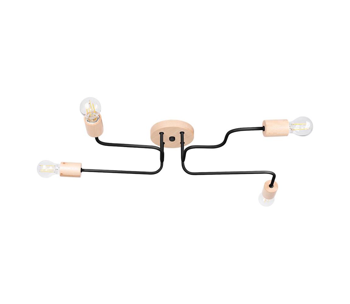 Donoci Prisadený luster TIMBO 4xE27/15W/230V čierna/béžová/buk SL.1669