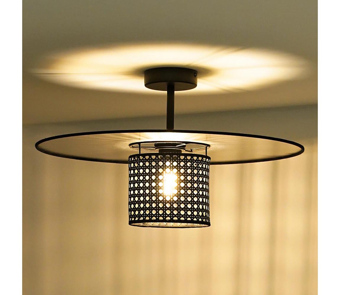 Donoci Prisadený luster TOKYO RATTAN 1xE27/15W/230V pr. 50 cm čierna/strieborná 604260