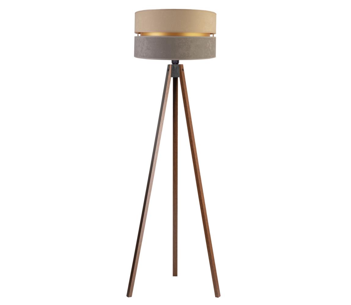 Donoci Stojacia lampa DUO 1xE27/60W/230V pr. 44 cm béžová/šedá/wenge AS0462+DU83549