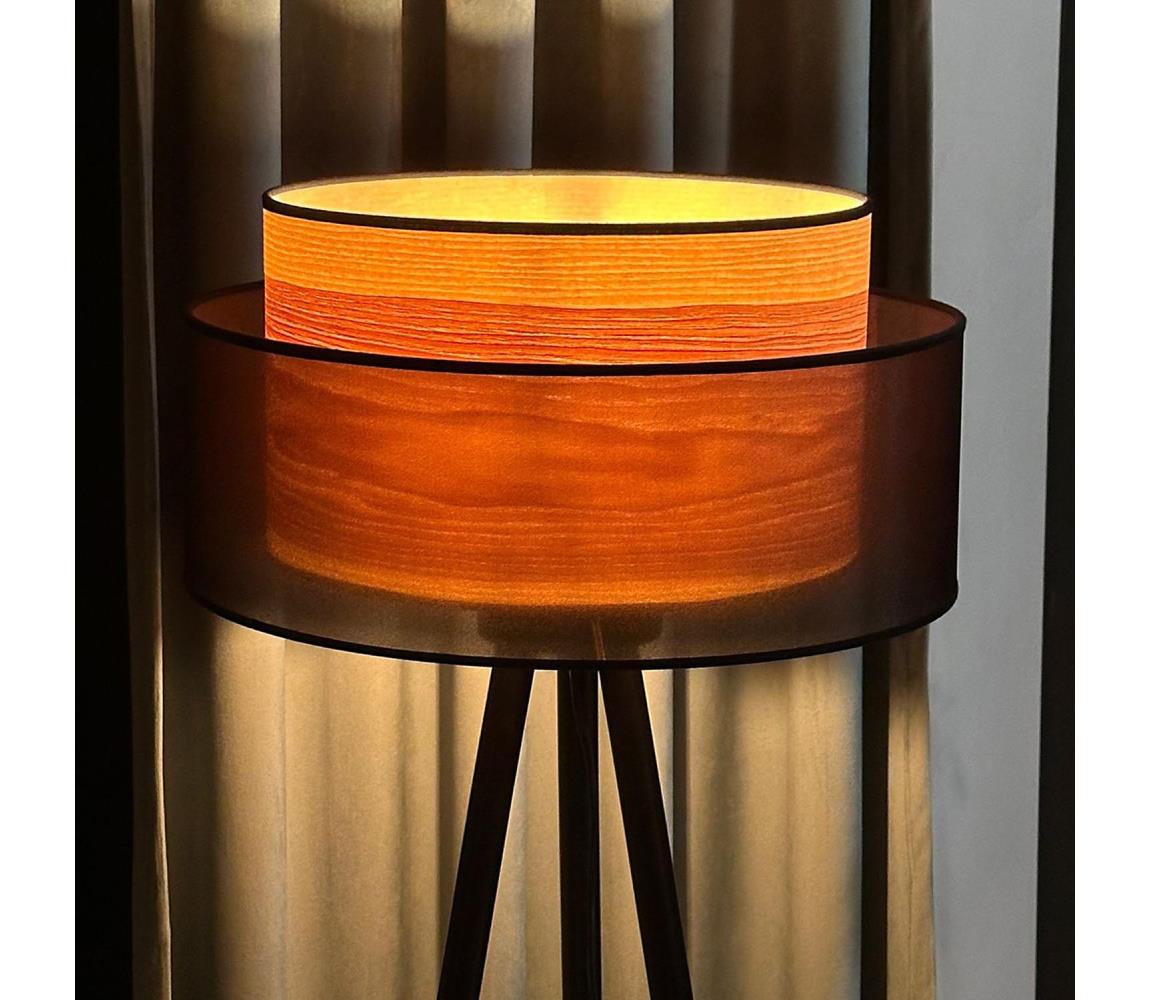 Donoci Stojacia lampa WOOD BOHO 1xE27/15W/230V pr. 45 cm čierna/béžová