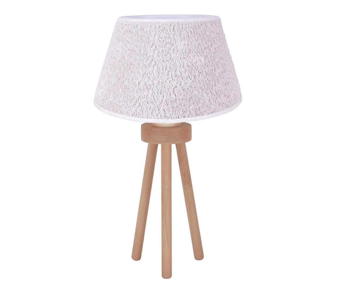 Donoci Stolná lampa BOUCLE 1xE27/15W/230V pr. 28 cm biela/drevo