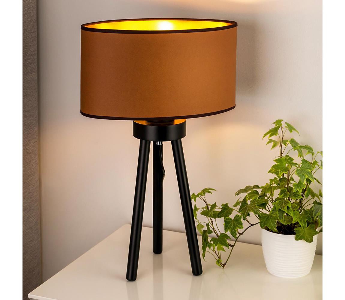 Donoci Stolná lampa OVAL VEGAN 1xE27/15W/230V pr. 30 cm hnedá