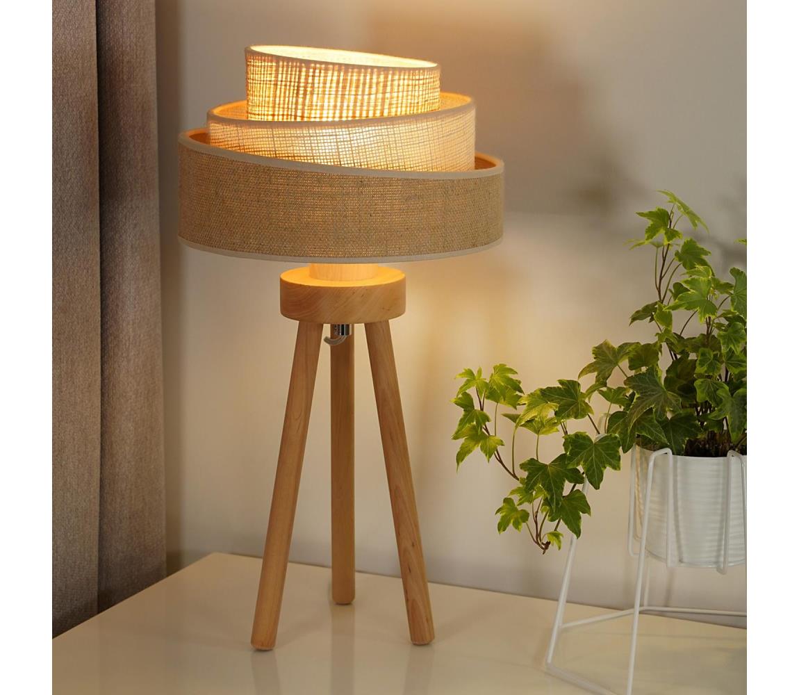 Donoci Stolná lampa YUTE TRIO 1xE27/15W/230V pr. 25 cm hnedá/šedá/béžová