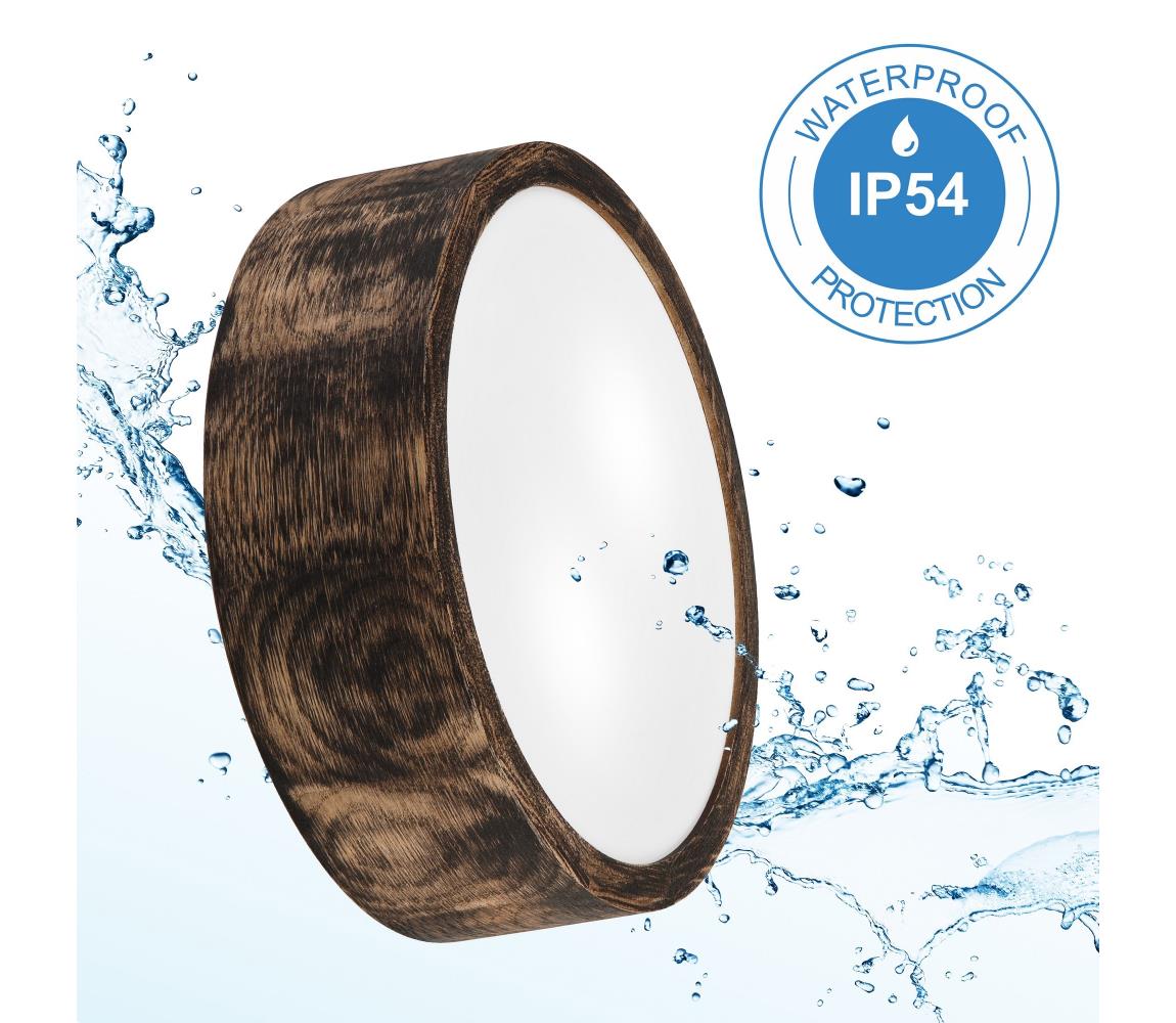 Donoci Stropné kúpeľňové svietidlo OAK SMOKY 2xE27/15W/230V IP54, pr. 27,5 cm, dub/hned