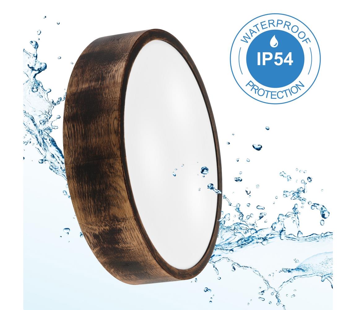 Donoci Stropné kúpeľňové svietidlo OAK SMOKY 3xE27/15W/230V IP54, 37,5 cm, dub/hnedá