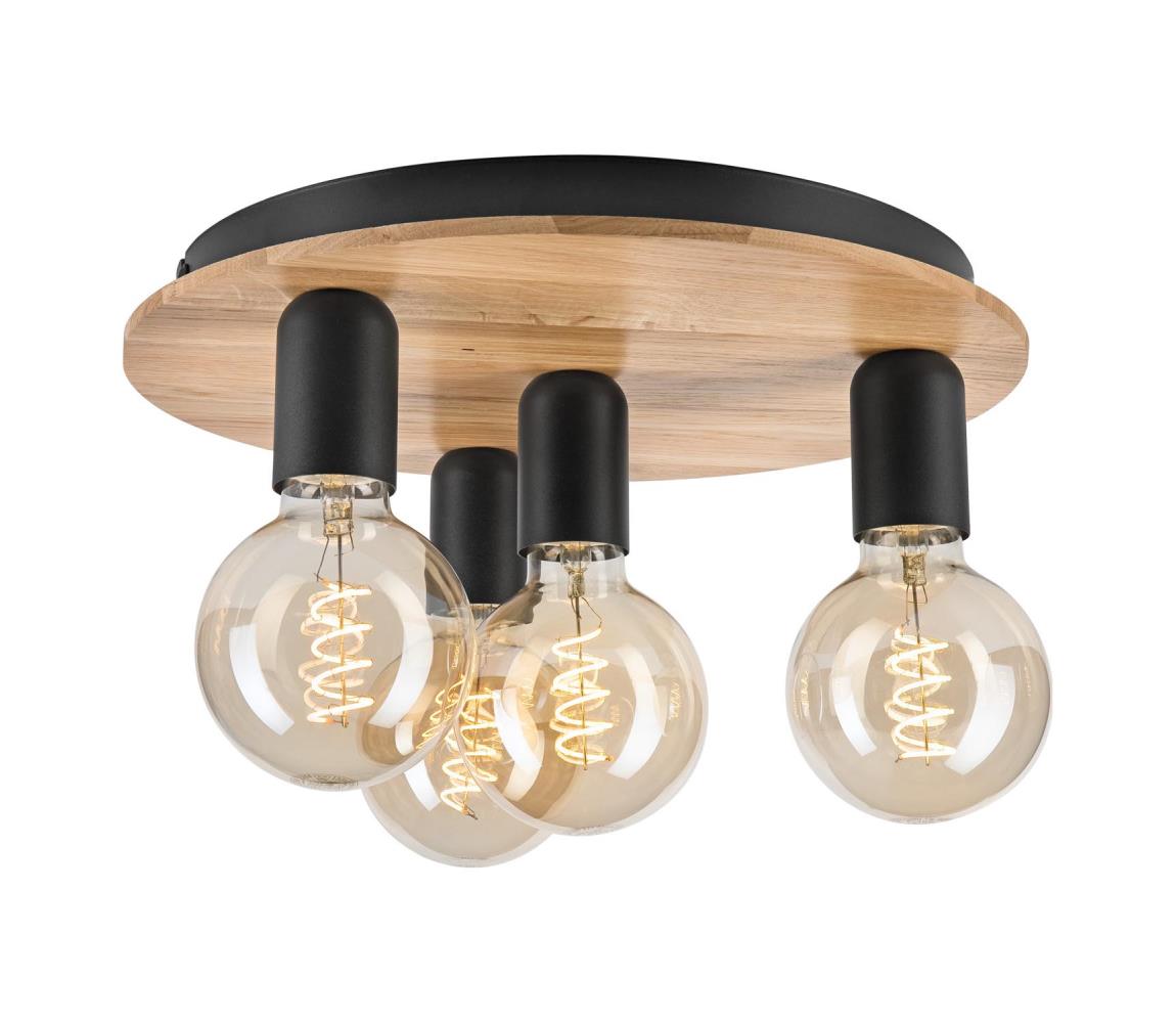 Donoci Stropné svietidlo DUSTY 4xE27/15W/230V pr. 34 cm dub/čierna