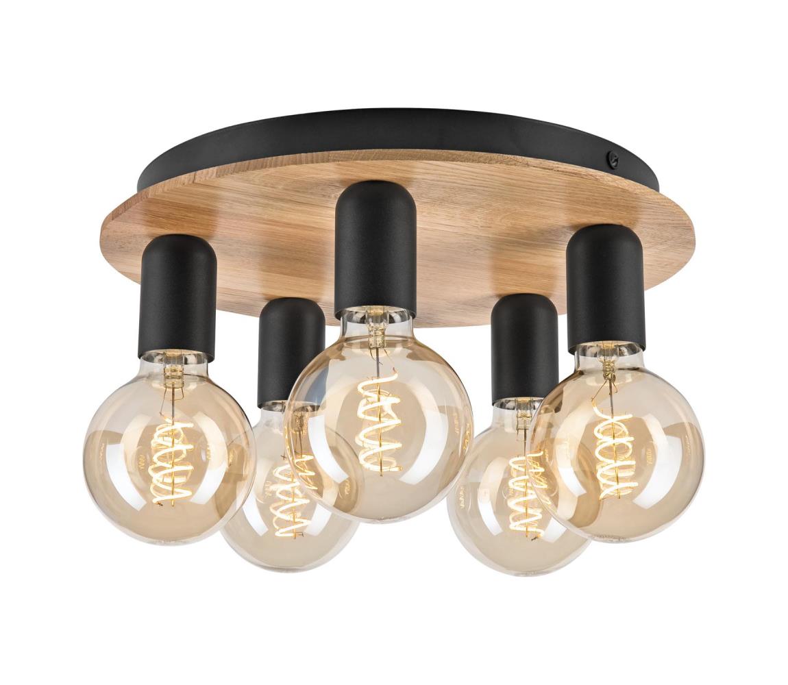 Donoci Stropné svietidlo DUSTY 5xE27/15W/230V pr. 34 cm dub/čierna