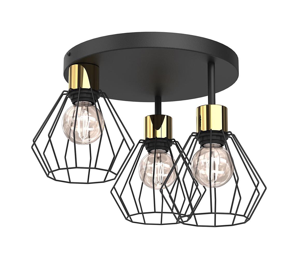Donoci Stropné svietidlo PARKLA 3xE27/15W/230V čierna/zlatá 9853