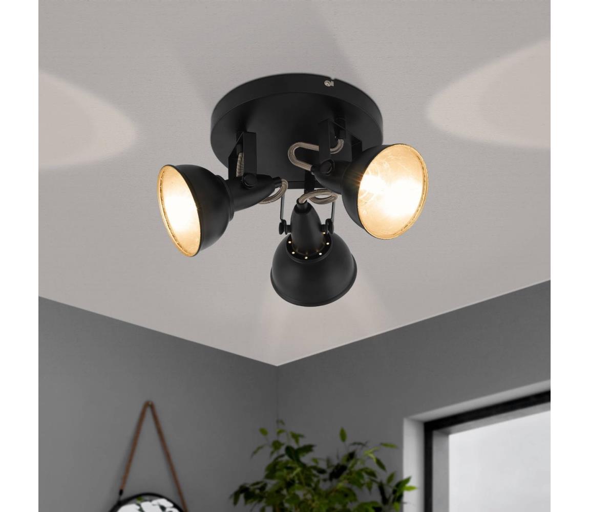 Eglo Bodové svietidlo THORNTON 3xE14/28W/230V čierna/zlatá