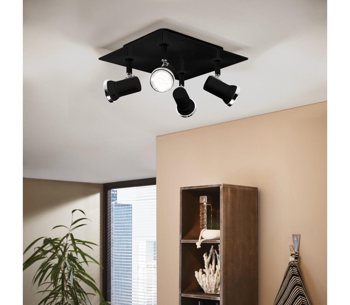 Eglo LED Kúpeľňové bodové svietidlo BABILONE 4xGU10/3W/230V IP44 čierna