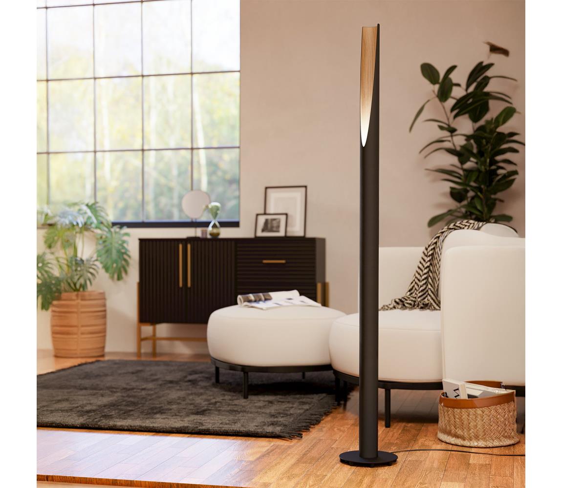 Eglo LED Stojacia lampa BARBOTTO 1xGU10/4,5W/230V 3000K čierna/hnedá