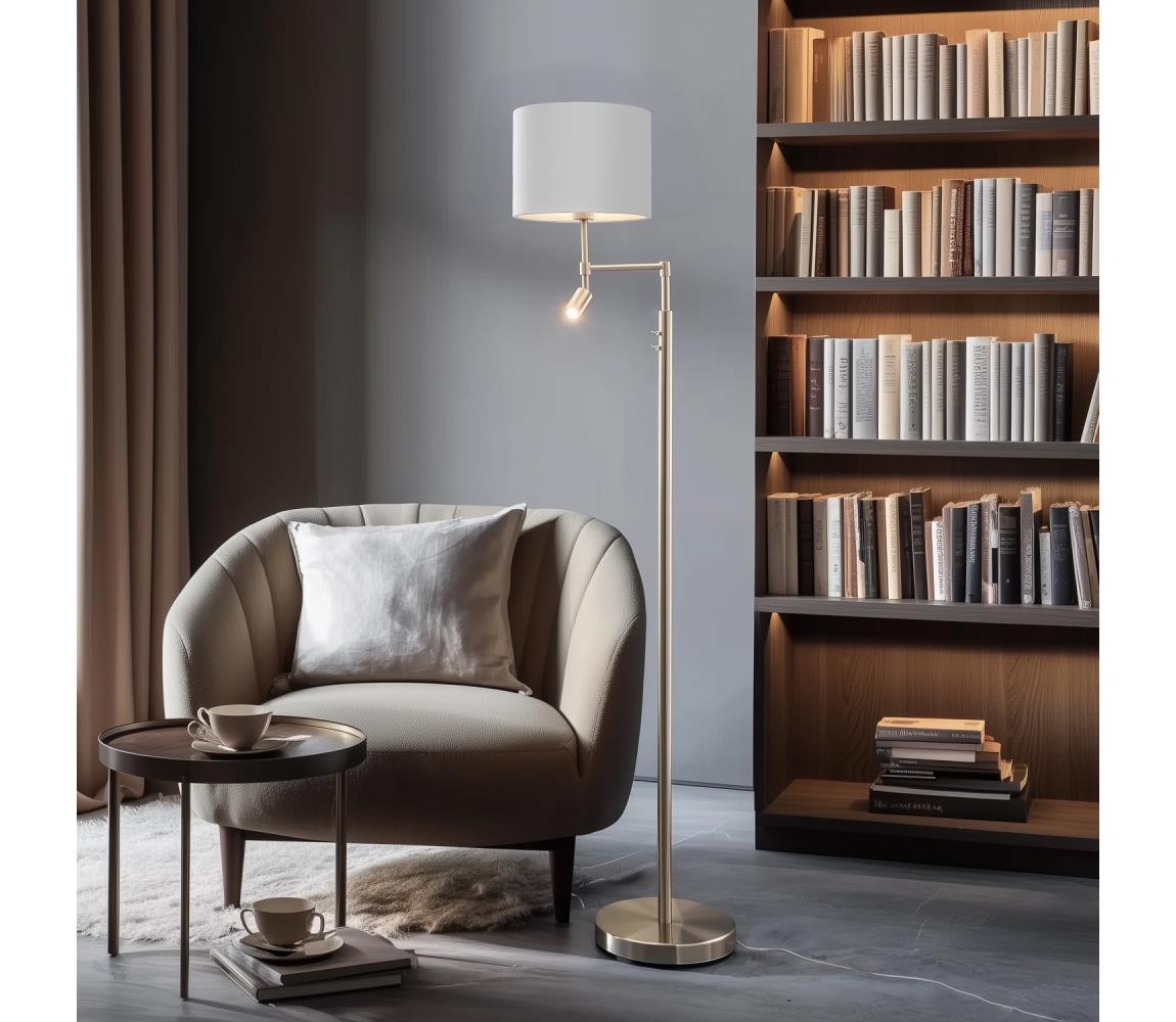 Eglo LED Stojacia lampa TUNJA 1xE27/60W/230V + LED/2,1W pr. 30 cm chróm/biela