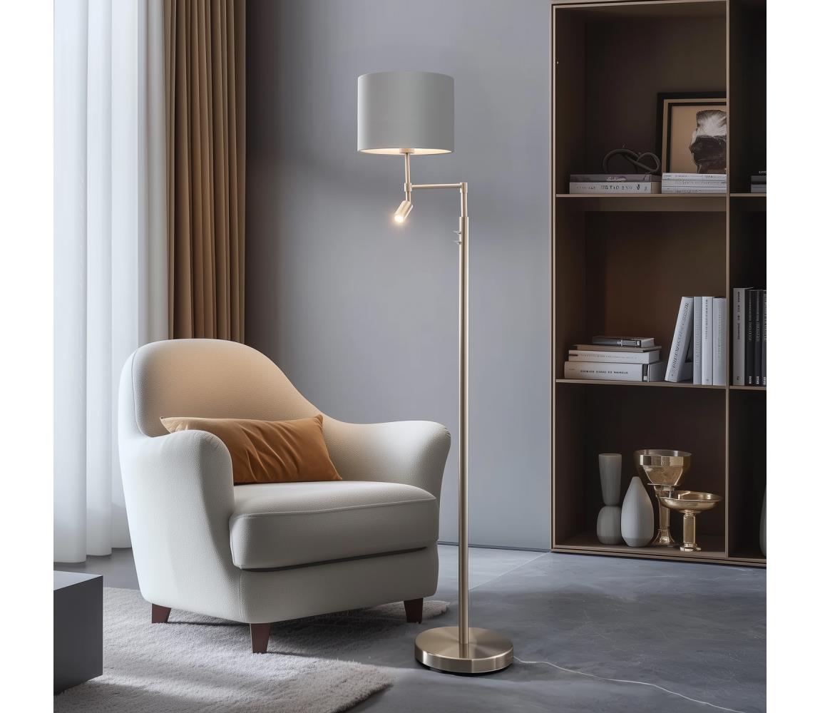 Eglo LED Stojacia lampa TUNJA 1xE27/60W/230V + LED/2,1W pr. 30 cm chróm/šedá