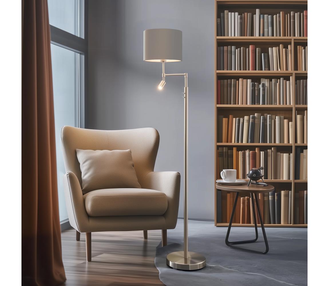 Eglo LED Stojacia lampa TUNJA 1xE27/60W/230V + LED/2,1W pr. 30 cm chróm/taupe