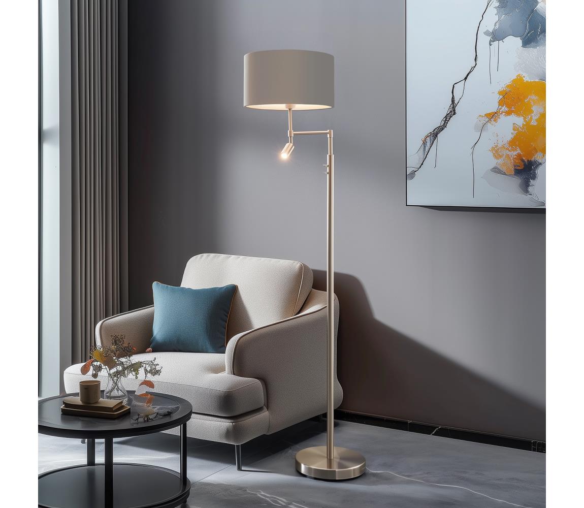 Eglo LED Stojacia lampa TUNJA 1xE27/60W/230V + LED/2,1W pr. 38 cm chróm/taupe