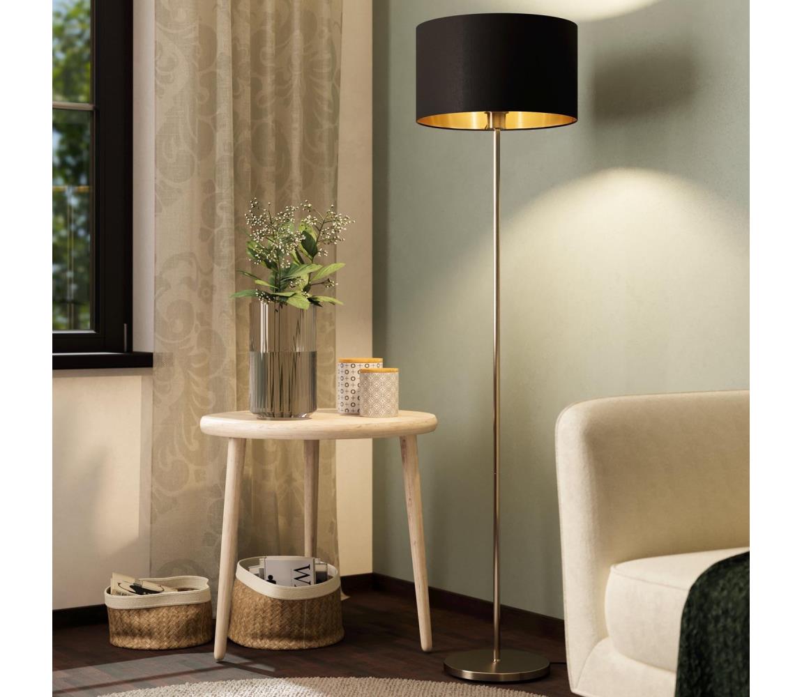 Eglo LED Stojacia lampa TUNJA 1xE27/60W/230V matný chróm/čierna