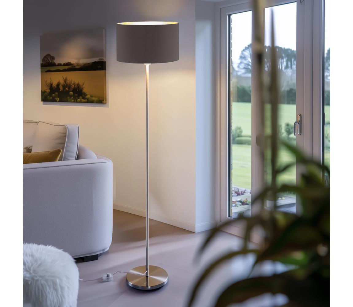 Eglo LED  Stojacia lampa TUNJA 1xE27/60W/230V matný chróm/hnedá