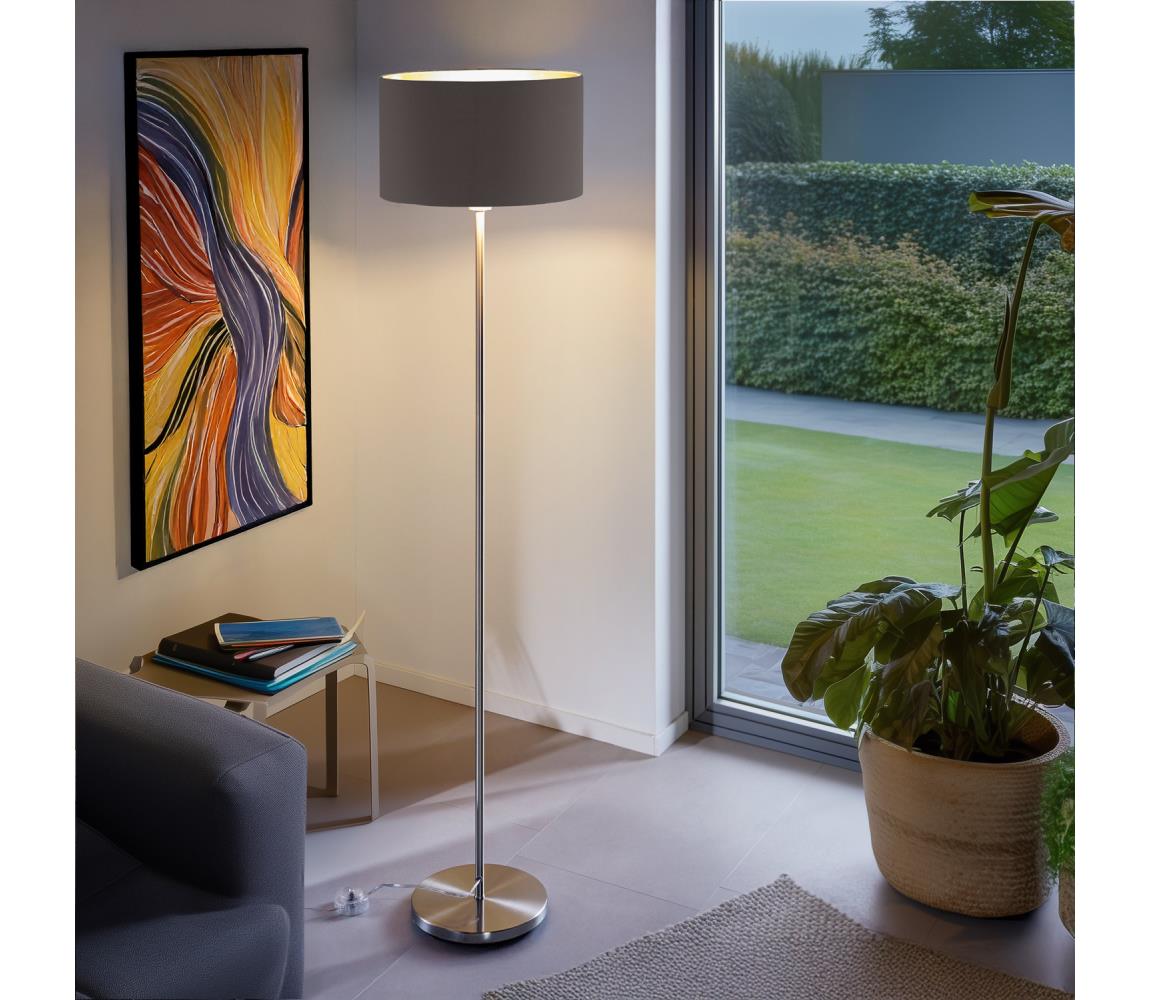 Eglo LED  Stojacia lampa TUNJA 1xE27/60W/230V matný chróm/taupe