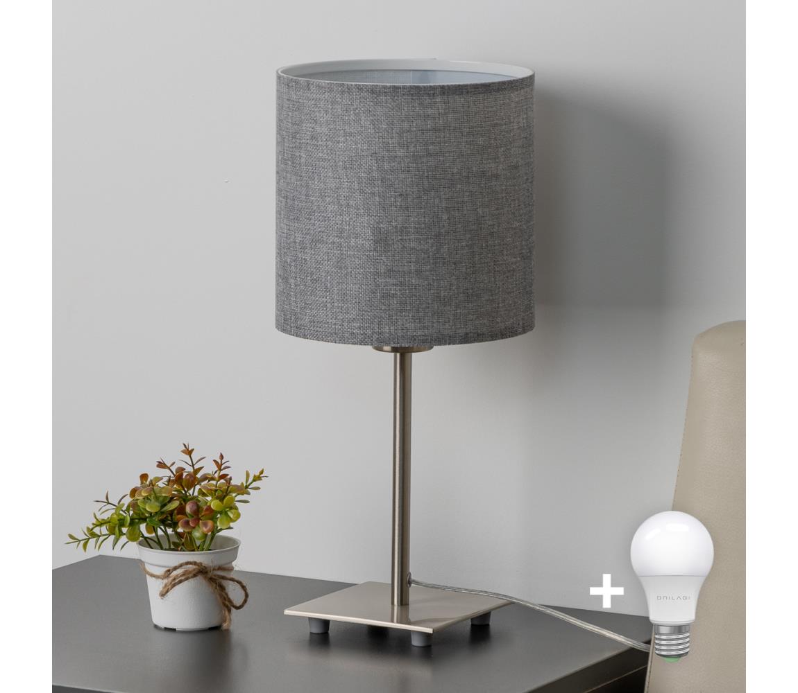 Eglo LED Stolná lampa TUNJA 1xE27/60W/230V 26,5 cm matný chróm/šedá 1xEG32509+1xEG32495