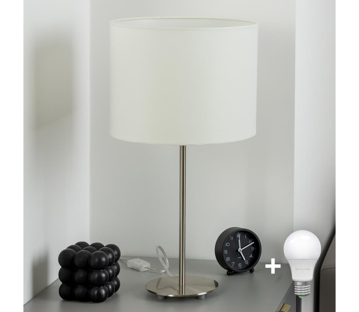 Eglo LED  Stolná lampa TUNJA 1xE27/60W/230V 38,5 cm matný chróm/biela 1xEG32512+1xEG32487