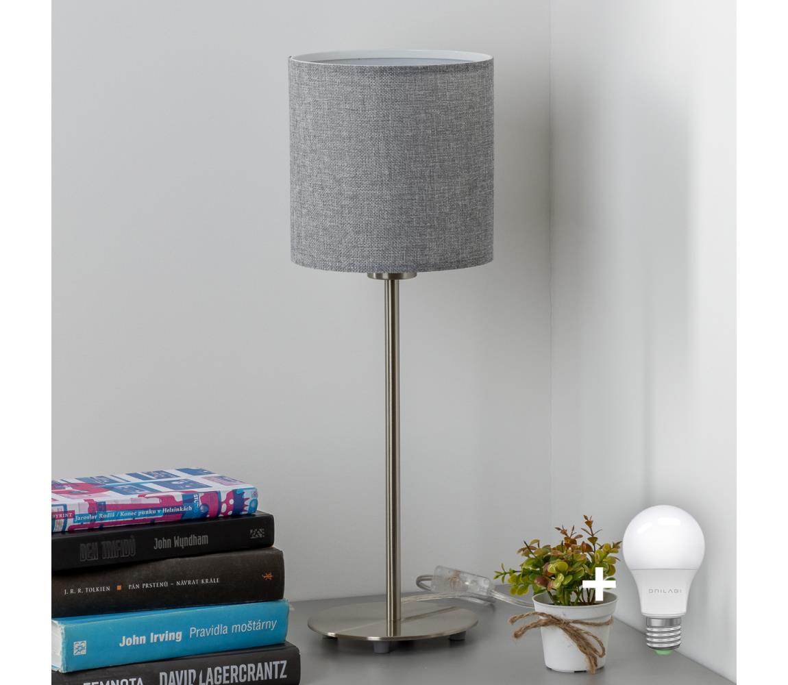 Eglo LED  Stolná lampa TUNJA 1xE27/60W/230V 38,5 cm matný chróm/šedá 1xEG32512+1xEG32495