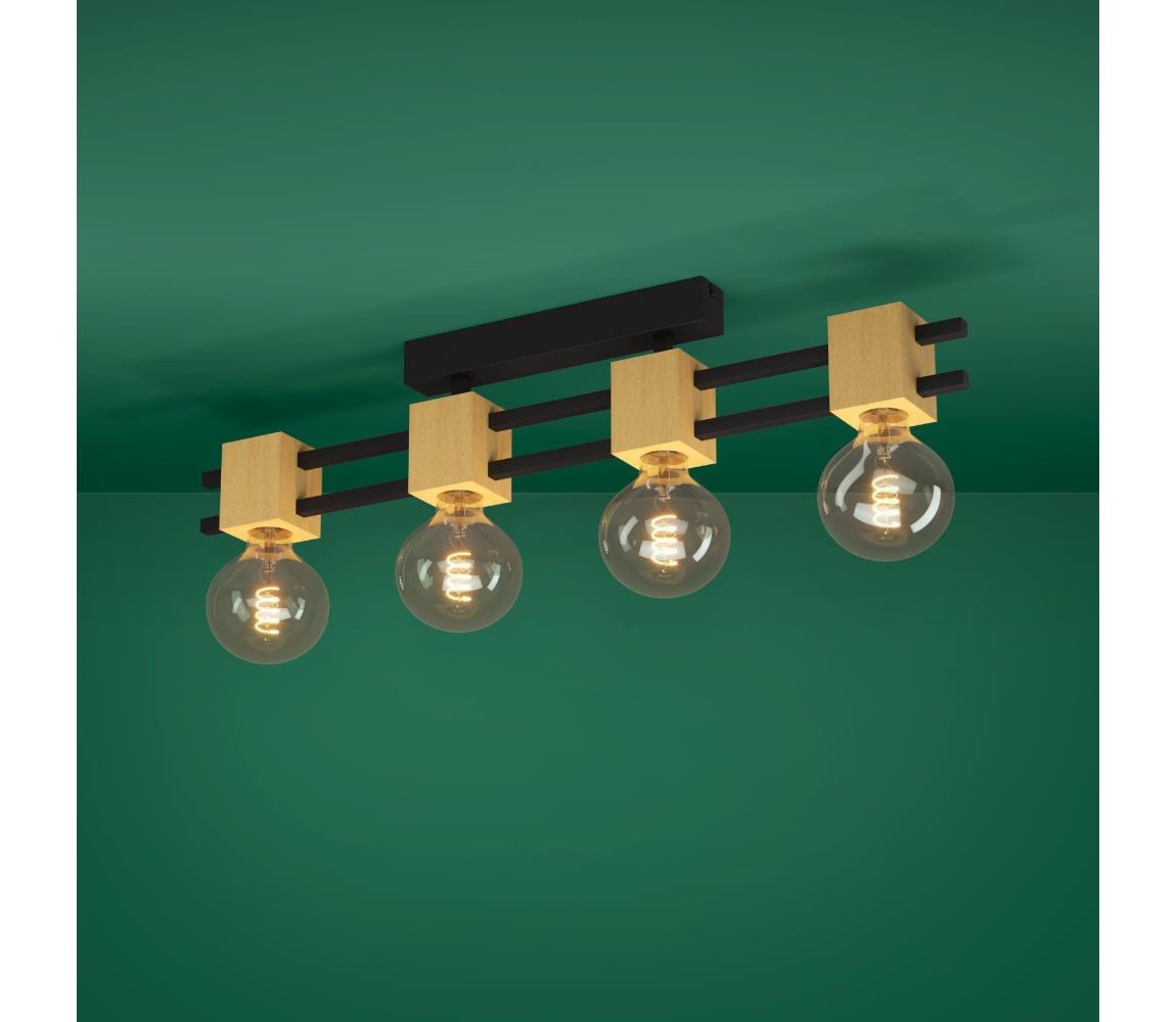 Eglo Prisadený luster LEVANTARA 4xE27/40W/230V čierna/hnedá 390189