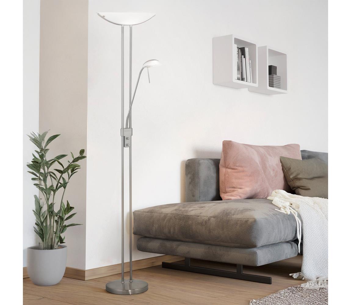 Eglo Stmievaná stojacia lampa BAYA 1xR7s/230W/230V+1xG9/33W matný chróm