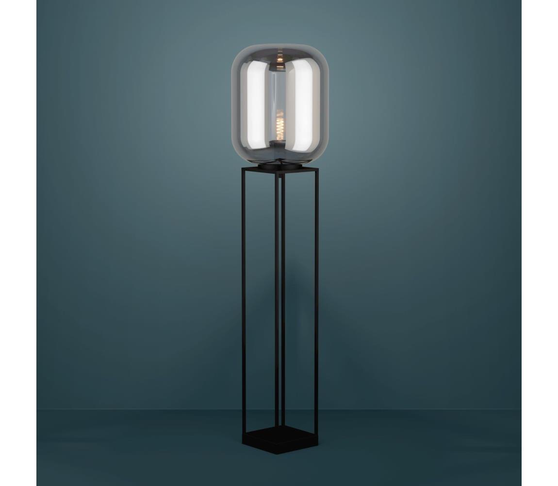 Eglo Stojacia lampa BULCIAGO 1xE27/40W/230V dymová