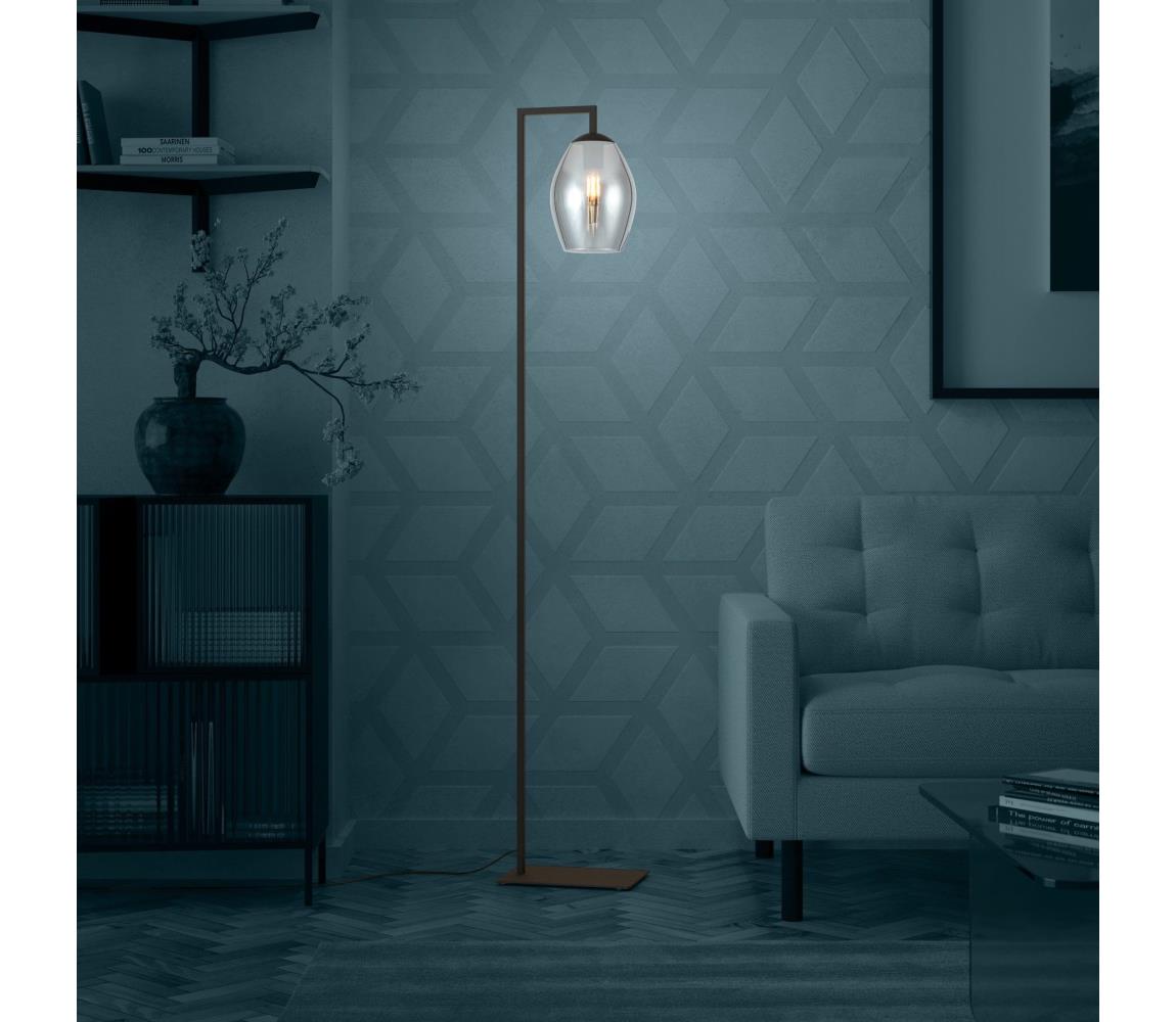 Eglo Stojacia lampa ESTANYS 1xE27/40W/230V dymová