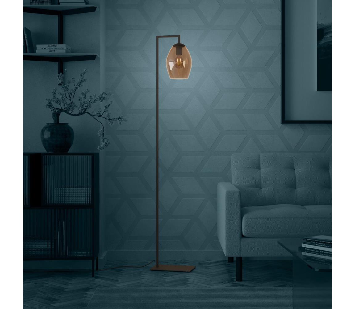 Eglo Stojacia lampa ESTANYS 1xE27/40W/230V hnedá