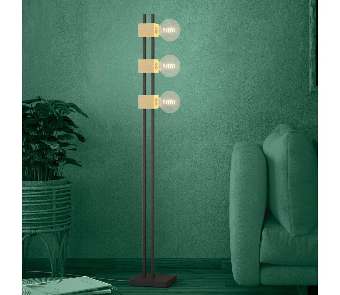 Eglo Stojacia lampa LEVANTARA 3xE27/40W/230V čierna/hnedá