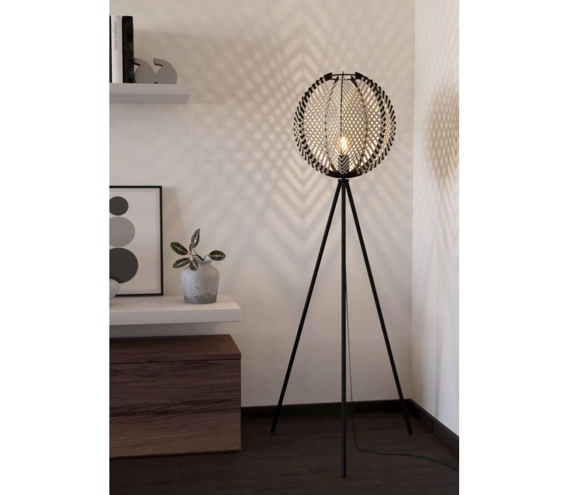 Eglo Stojacia lampa WAVERTON 1xE27/40W/230V biela/čierna