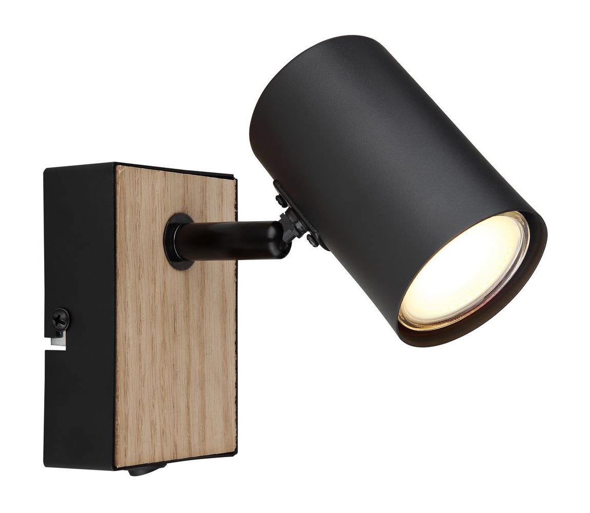 Globo 1BW - Nástenné bodové svietidlo ROBBY 1xGU10/35W/230V čierna/hnedá