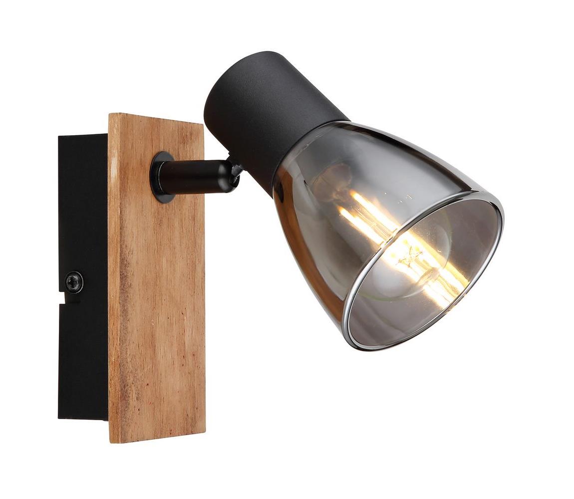 Globo 1W - Nástenné bodové svietidlo CLAUDE 1xE14/40W/230V čierna/drevo