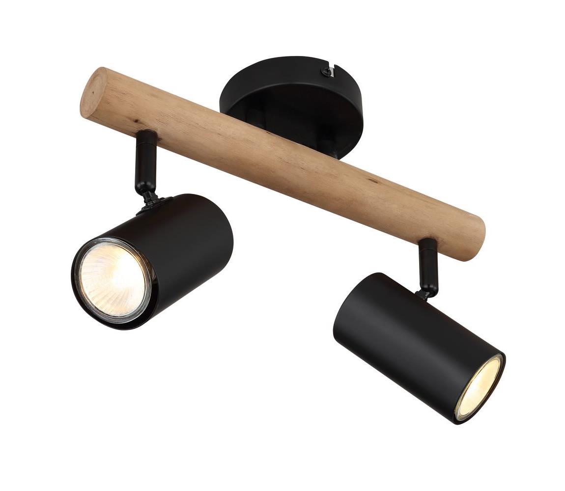 Globo 2 - Bodové svietidlo HERTI 2xGU10/5W/230V drevo/kov