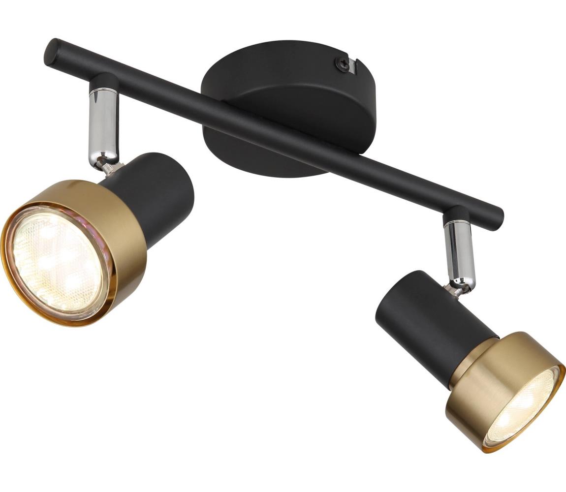 Globo 2G - Bodové svietidlo  MASON 2xGU10/25W/230V čierna/zlatá