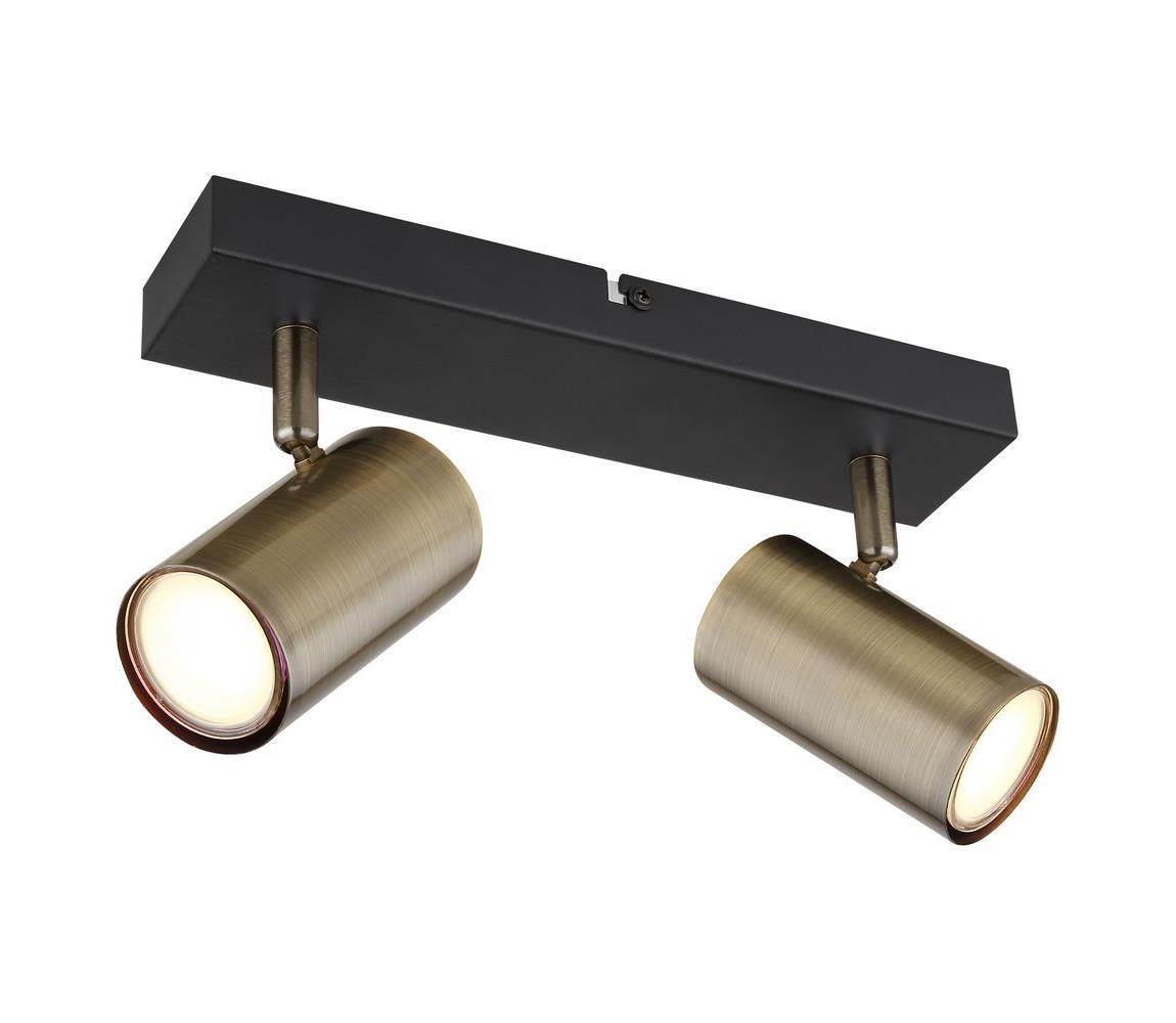 Globo 2M - Bodové svietidlo ROBBY 2xGU10/35W/230V čierna/mosadz