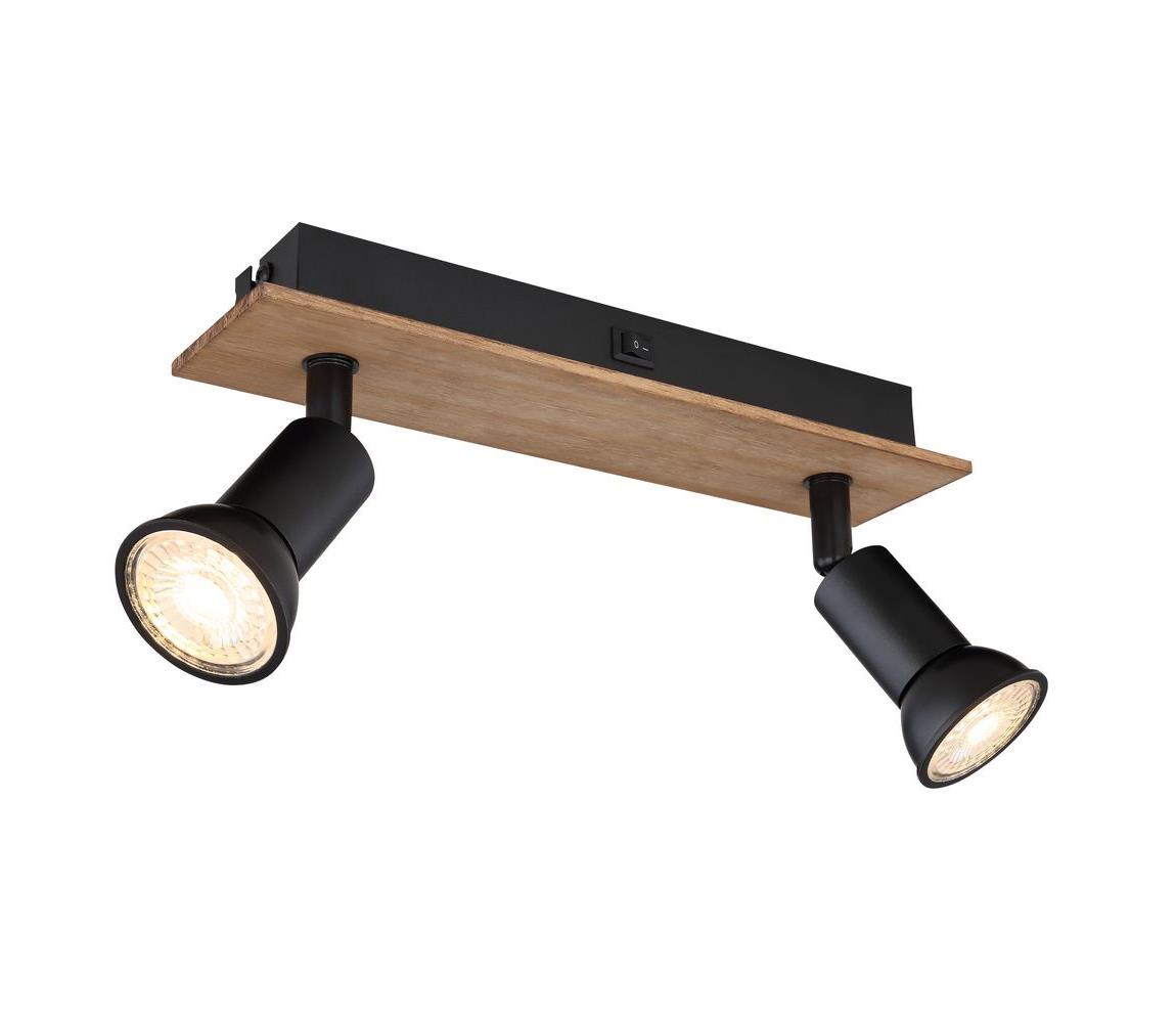 Globo 2W - Bodové svietidlo DREW 2xGU10/35W/230V drevo/čierna