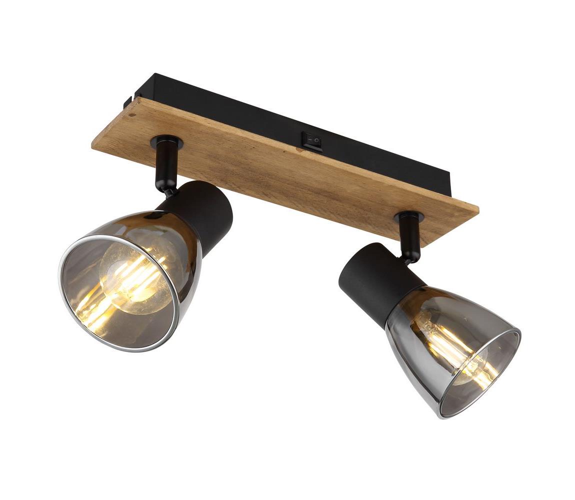 Globo 2W - Nástenné bodové svietidlo CLAUDE 2xE14/40W/230V čierna/drevo