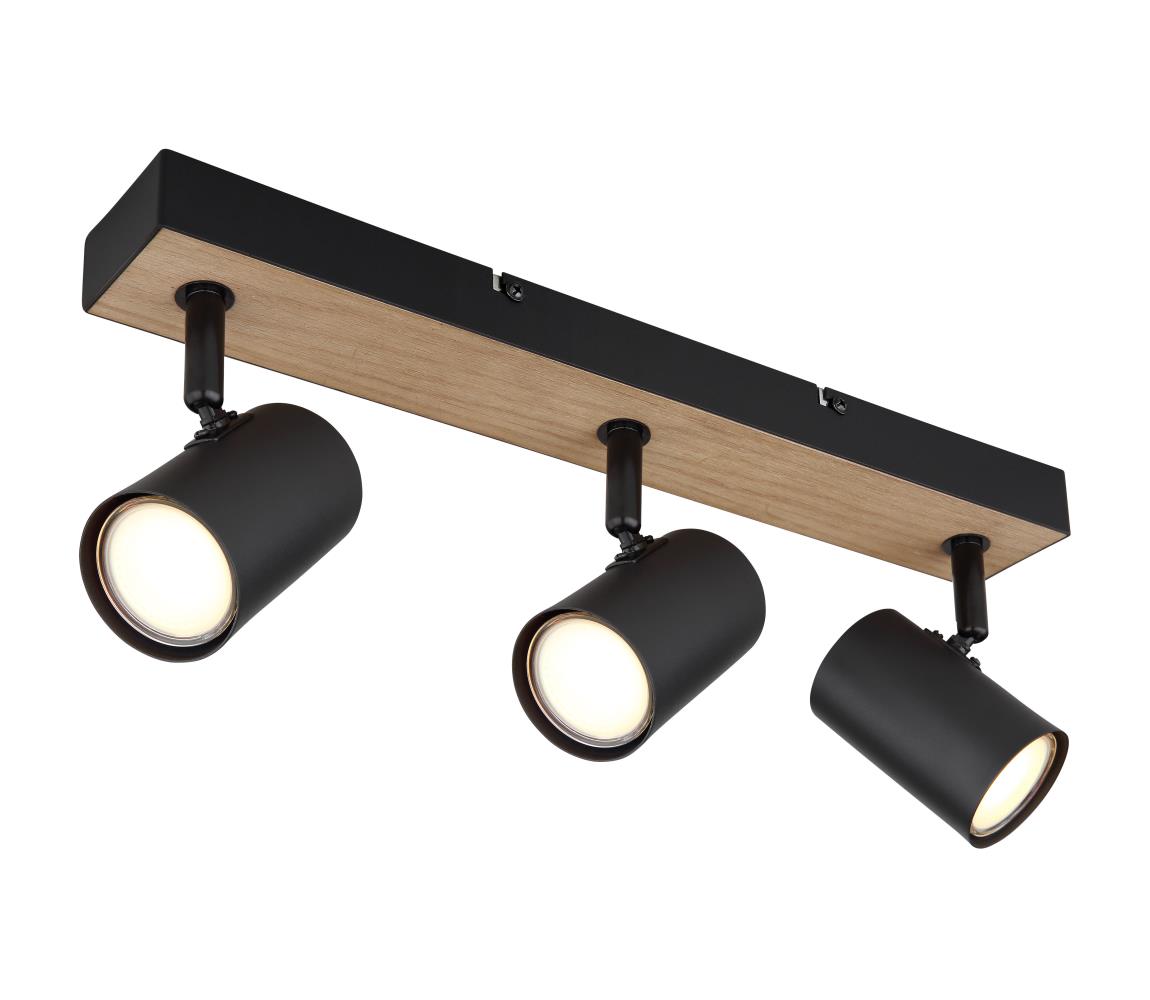 Globo 3BW - Bodové svietidlo ROBBY 3xGU10/35W/230V čierna/hnedá