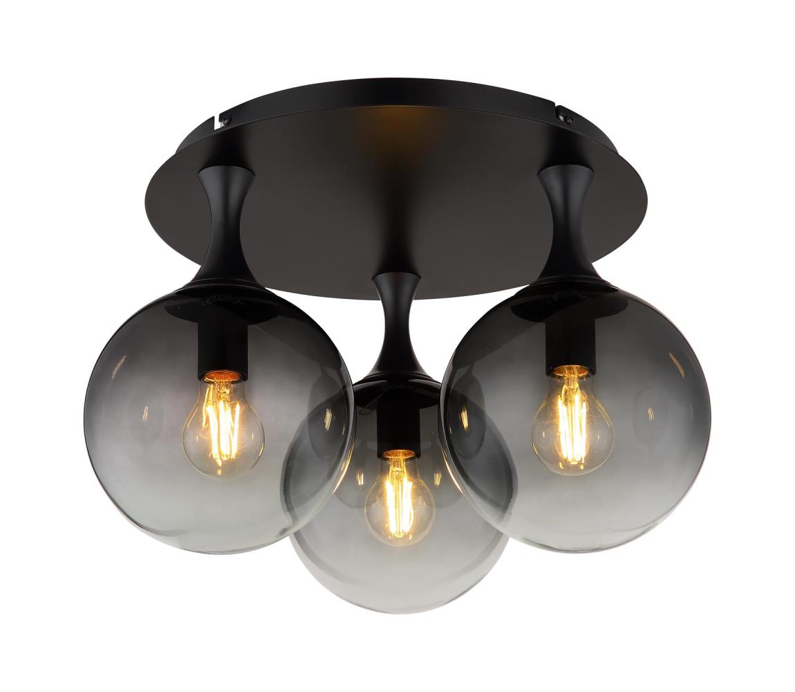 Globo 3D - Prisadený luster DALTON 3xE27/10W/230V pr. 46 cm čierna 15885-3D