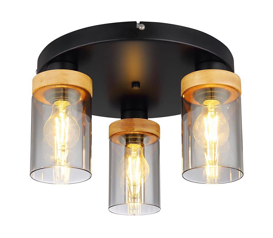 Globo 3D - Prisadený luster FINCA 3xE27/40W/230V kov/drevo 15557-3D